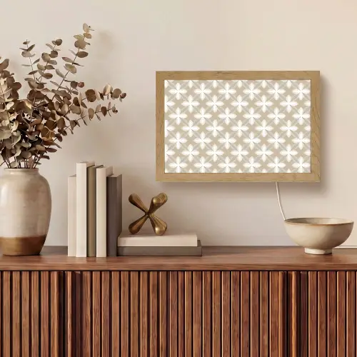 Patroon - Symmetrisch - Beige Light Box met kabel (Tafellamp) klein 924 -sfeer2