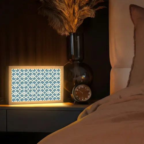 Patroon - Symmetrisch - Blauw Light Box met kabel (Tafellamp) klein 924 -sfeer1