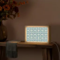 Patroon - Symmetrisch - Blauw Light Box met kabel (Tafellamp) klein 924 -sfeer4