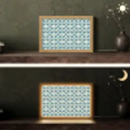 Patroon - Symmetrisch - Blauw Light Box met kabel (Tafellamp) klein 924 -sfeer3