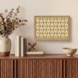 Patroon - Symmetrisch - Hartjes - Olijfgroen Light Box met kabel (Tafellamp) klein 924 -sfeer2