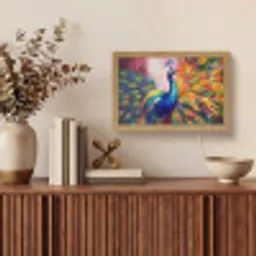 Pauw - Dieren - Schilderij - Regenboog Light Box met kabel (Tafellamp) klein -sfeer2