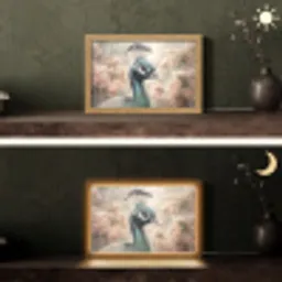 Pauw - Vogels - Bloemen - Boom - Botanisch Light Box met kabel (Tafellamp) klein -sfeer3