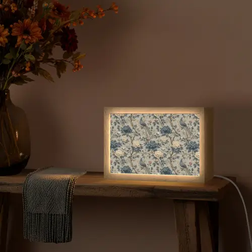 Pauw - Bloemen - Blauw Light Box met kabel (Tafellamp) klein 924 -sfeer4