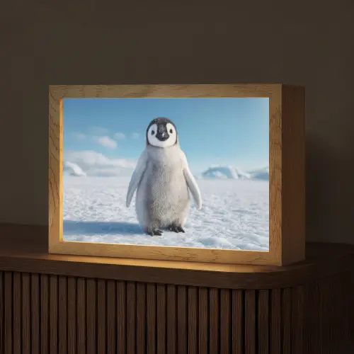 Pinguïn - Sneeuw - Landschap - Wit Light Box met kabel (Tafellamp) klein -z3d_website