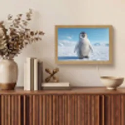 Pinguïn - Sneeuw - Landschap - Wit Light Box met kabel (Tafellamp) klein -sfeer2