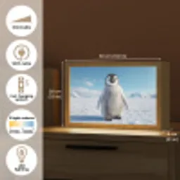 Pinguïn - Sneeuw - Landschap - Wit Light Box met kabel (Tafellamp) klein -USP_EN
