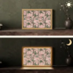 Pioenrozen - Botanisch - Vogel Light Box met kabel (Tafellamp) klein 924 -sfeer3
