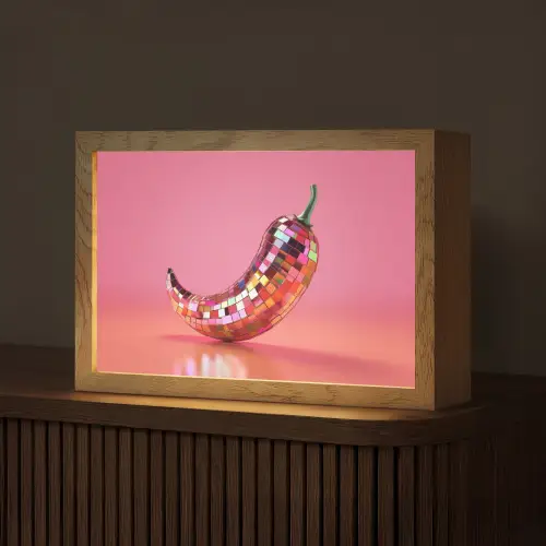 Peper - Disco - Rood - Glitter Light Box met kabel (Tafellamp) klein -z3d_website