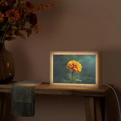 Bloemblaadjes - Afrikaan - Oranje - Wazig Light Box met kabel (Tafellamp) klein -sfeer4