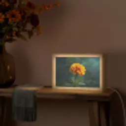 Bloemblaadjes - Afrikaan - Oranje - Wazig Light Box met kabel (Tafellamp) klein -sfeer4