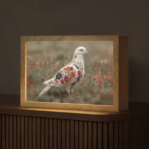 Duif - Bloemen - Natuur Light Box met kabel (Tafellamp) klein -z3d_website