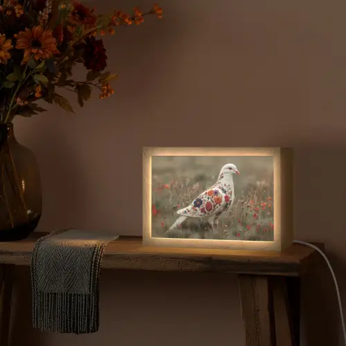 Duif - Bloemen - Natuur Light Box met kabel (Tafellamp) klein -sfeer4
