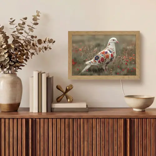 Duif - Bloemen - Natuur Light Box met kabel (Tafellamp) klein -sfeer2