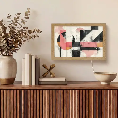 Roze - Abstract - Aesthetic - Modern - Vormen Light Box met kabel (Tafellamp) klein -sfeer2