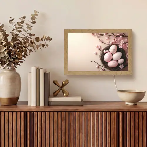 Roze - Bloesems - Eieren Light Box met kabel (Tafellamp) klein -sfeer2