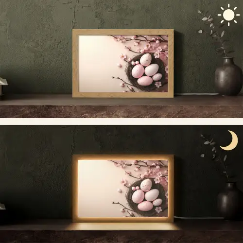 Roze - Bloesems - Eieren Light Box met kabel (Tafellamp) klein -sfeer3