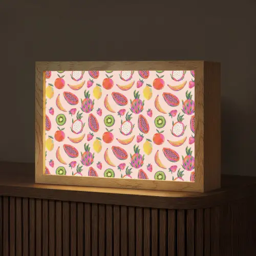 Roze - Kleuren - Fruit - Patroon Light Box met kabel (Tafellamp) klein 924 -z3d_website