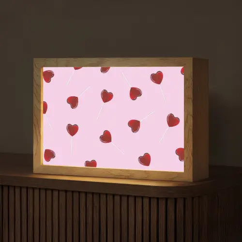 Roze - Hart - Lolly - Snoep Light Box met kabel (Tafellamp) klein -z3d_website