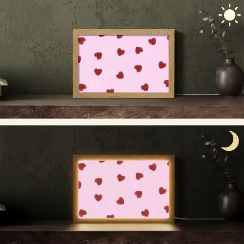 Roze - Hart - Lolly - Snoep Light Box met kabel (Tafellamp) klein -sfeer3