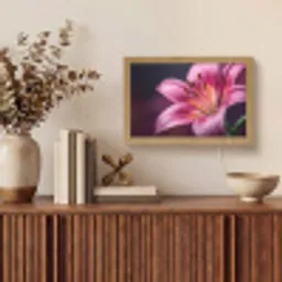 Roze - lelie - Dauwdruppels Light Box met kabel (Tafellamp) klein -sfeer2