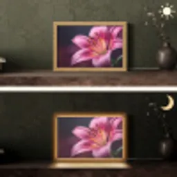 Roze - lelie - Dauwdruppels Light Box met kabel (Tafellamp) klein -sfeer3