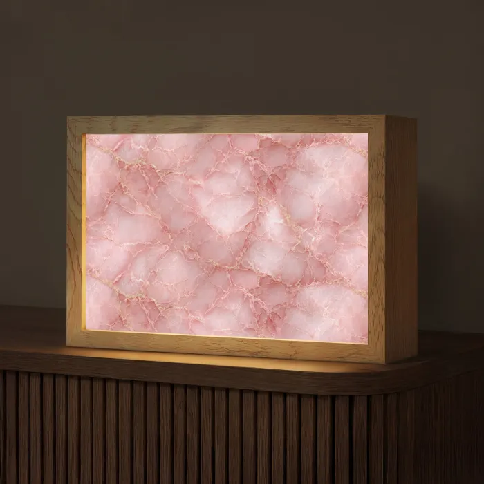 Roze - Kwarts - Goud - Marmer Light Box met kabel (Tafellamp) klein 924 -z3d_website