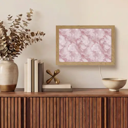 Roze - Kwartsmarmer - Aders Light Box met kabel (Tafellamp) klein 924 -sfeer2
