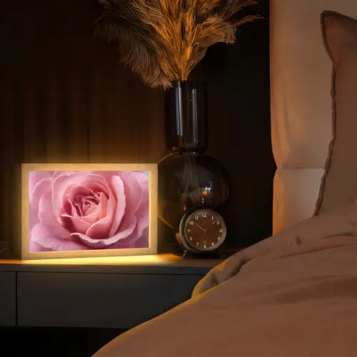 Roze - Roos - Romantisch Light Box met kabel (Tafellamp) klein -sfeer1