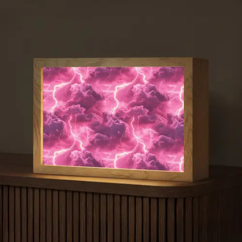 Roze - Onweer - Wolken Light Box met kabel (Tafellamp) klein 924 -z3d_website
