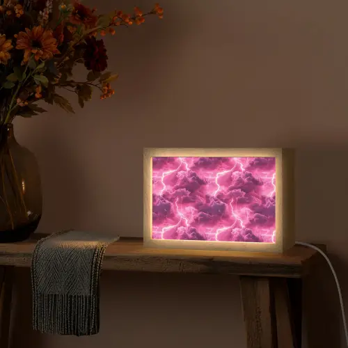 Roze - Onweer - Wolken Light Box met kabel (Tafellamp) klein 924 -sfeer4