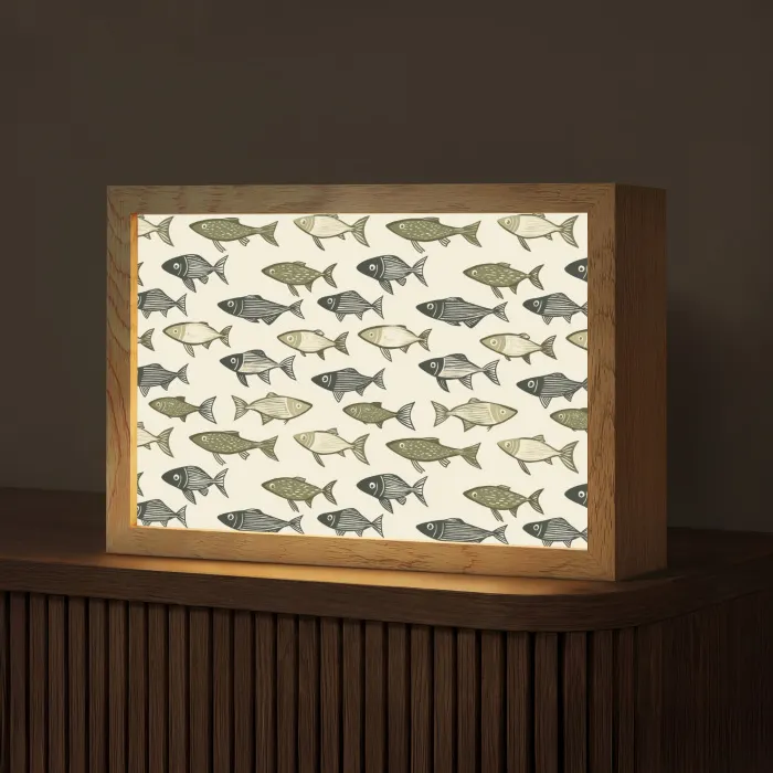 Vissen - Klassiek - Groen Light Box met kabel (Tafellamp) klein 924 -z3d_website