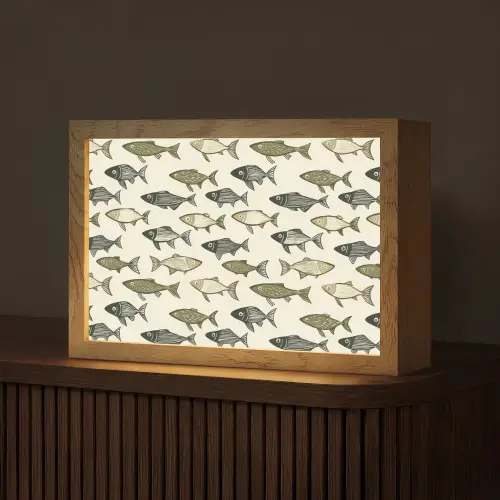Vissen - Klassiek - Groen Light Box met kabel (Tafellamp) klein 924 -z3d_website