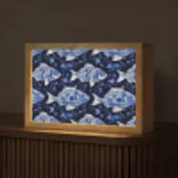 Vissen - Bloemen - Blauw Light Box met kabel (Tafellamp) klein 924 -z3d_website