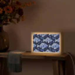 Vissen - Bloemen - Blauw Light Box met kabel (Tafellamp) klein 924 -sfeer4