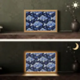 Vissen - Bloemen - Blauw Light Box met kabel (Tafellamp) klein 924 -sfeer3