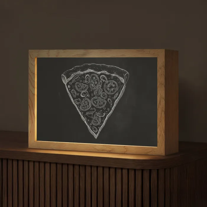 Pizzapunt - Toppings - Krijttekening Light Box met kabel (Tafellamp) klein -z3d_website