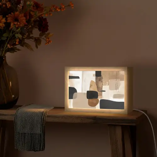 Vlakken - Abstract - Zwart - Strepen Light Box met kabel (Tafellamp) klein -sfeer4