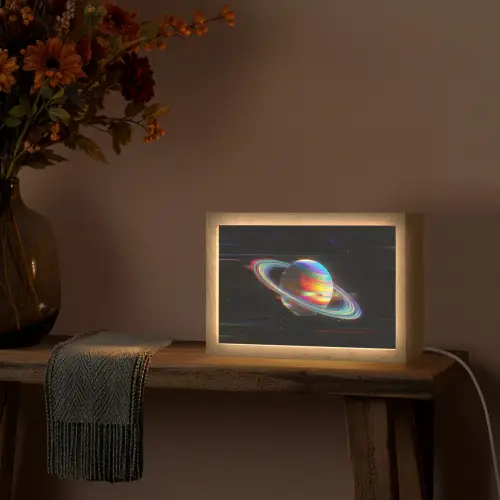 Planeet - Cirkel - Kleurrijk Light Box met kabel (Tafellamp) klein -sfeer4