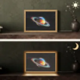 Planeet - Cirkel - Kleurrijk Light Box met kabel (Tafellamp) klein -sfeer3