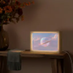 Planeet - Lucht - Wolken - Pasteltinten Light Box met kabel (Tafellamp) klein -sfeer4