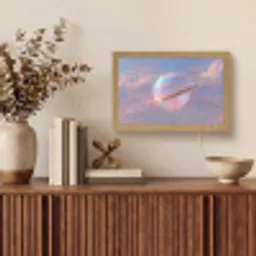 Planeet - Lucht - Wolken - Pasteltinten Light Box met kabel (Tafellamp) klein -sfeer2