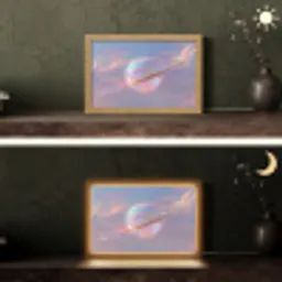 Planeet - Lucht - Wolken - Pasteltinten Light Box met kabel (Tafellamp) klein -sfeer3