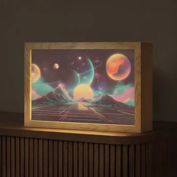 Planeten - Neon - Berglandschap - Zon Light Box met kabel (Tafellamp) klein -z3d_website