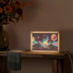 Planeten - Neon - Berglandschap - Zon Light Box met kabel (Tafellamp) klein -sfeer4