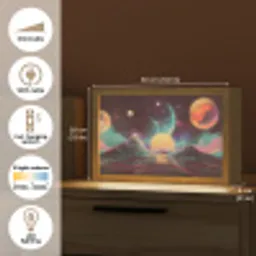 Planeten - Neon - Berglandschap - Zon Light Box met kabel (Tafellamp) klein -USP_EN