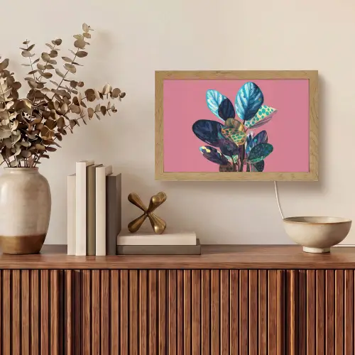 Plant - Bladeren - Stippen - Abstract Light Box met kabel (Tafellamp) klein -sfeer2