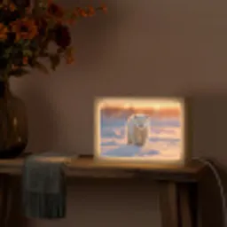 Ijsbeer - Sneeuw - Zonsopgang Light Box met kabel (Tafellamp) klein -sfeer4