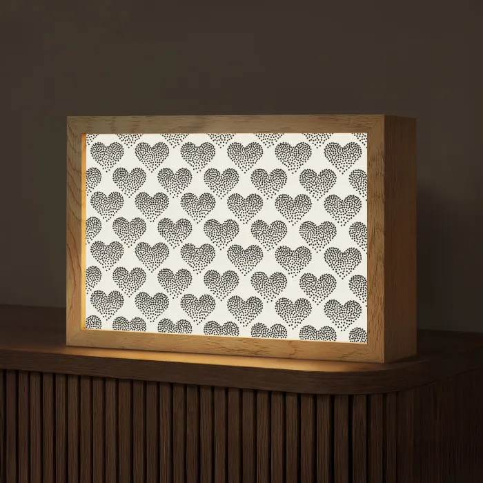 Polka - Stippen - Wit - Zwart Light Box met kabel (Tafellamp) klein 924 -z3d_website