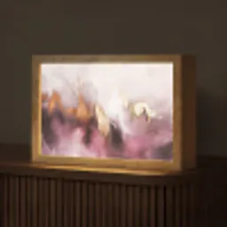 Paars - Abstract - Verf - Goud Light Box met kabel (Tafellamp) klein -z3d_website
